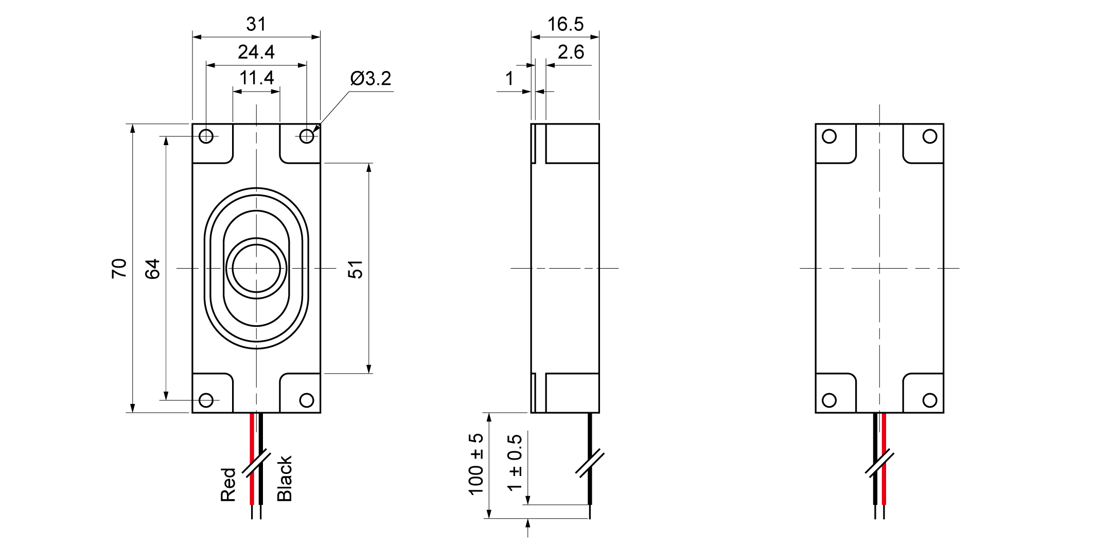 OSS31-7030-16A2.0W8-W Mechanical Drawing